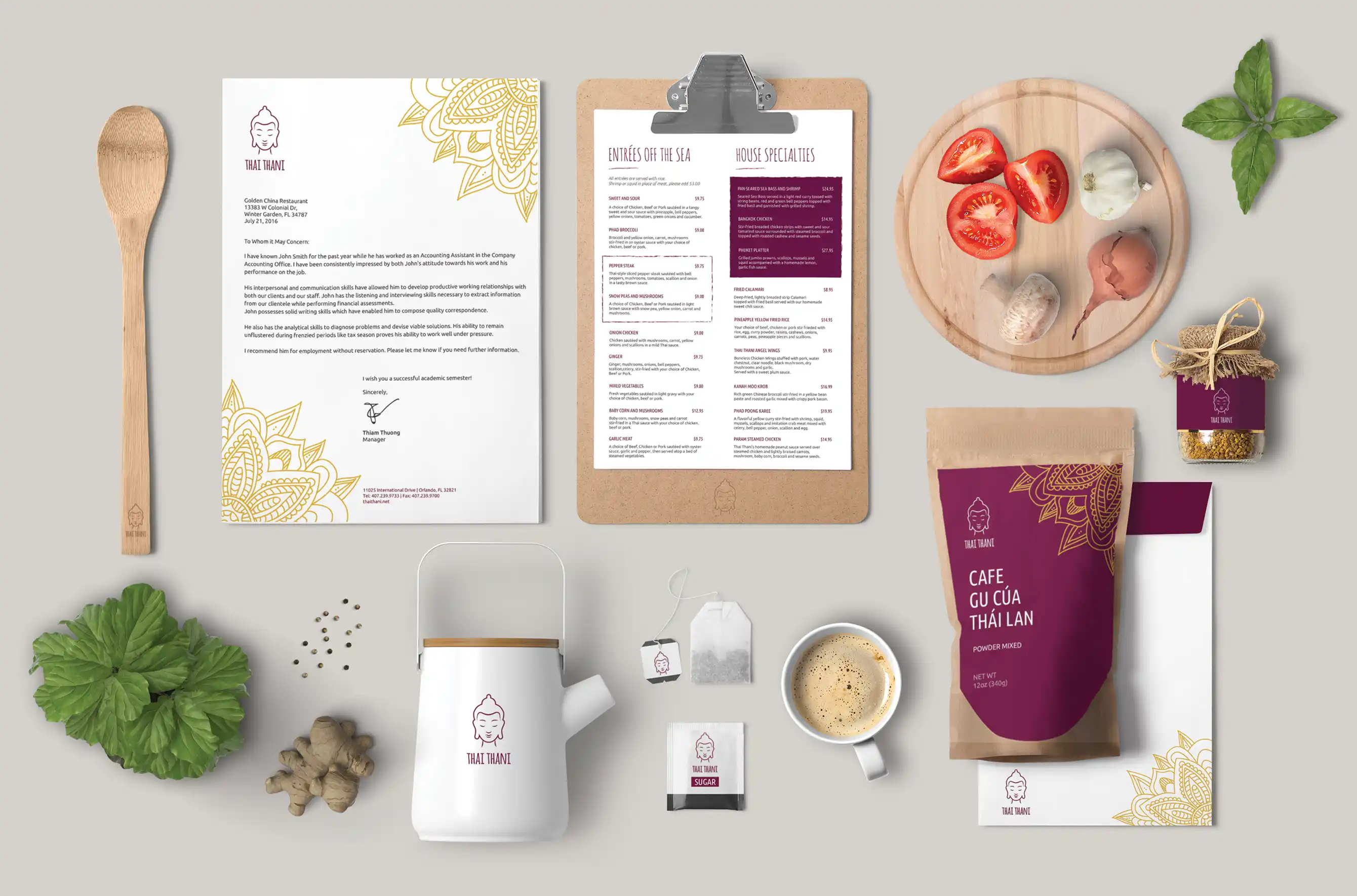 Thai Thani Restaurant Collateral Mockup