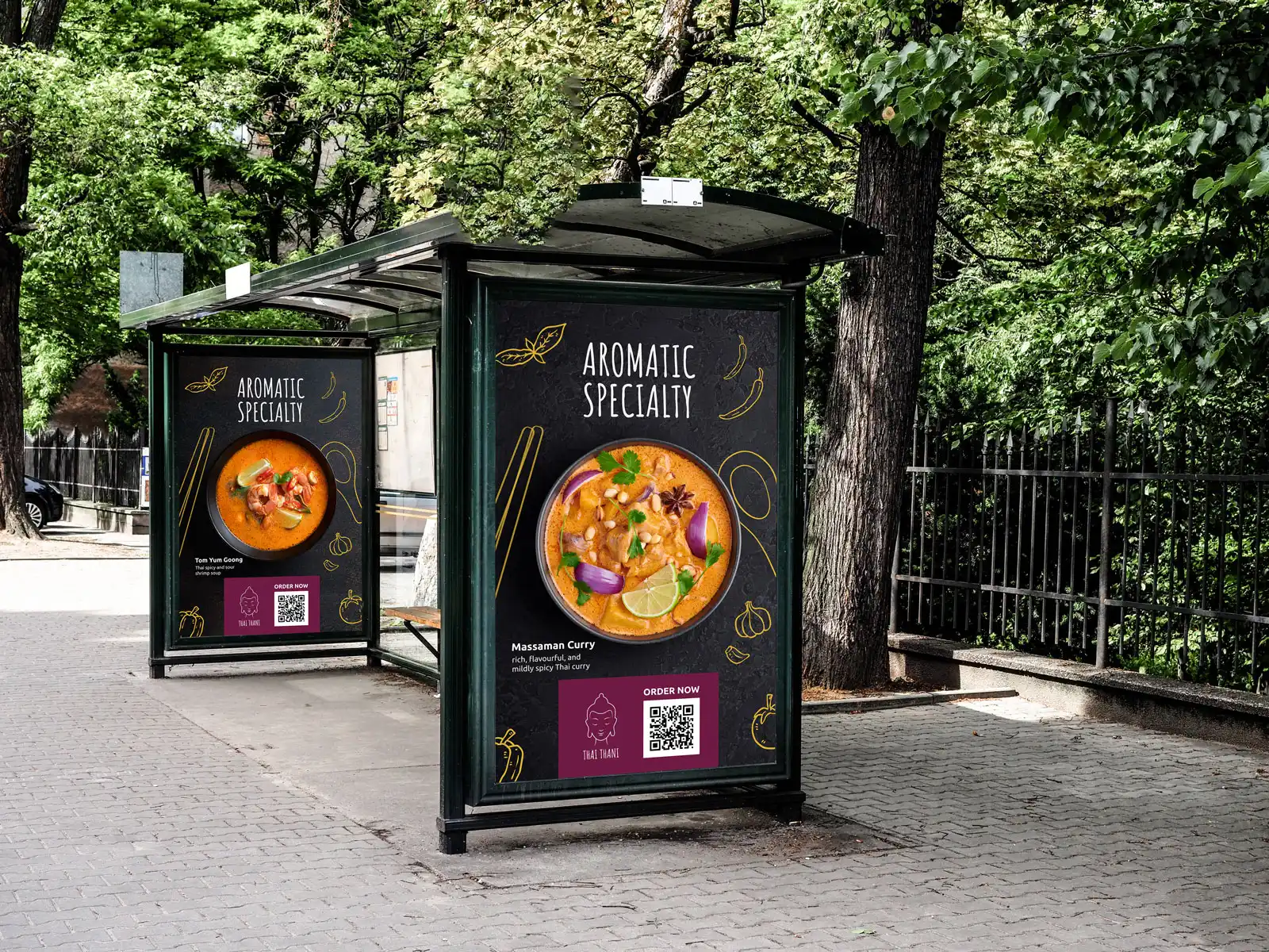 Thai Thani Restaurant Ads mockup on the street